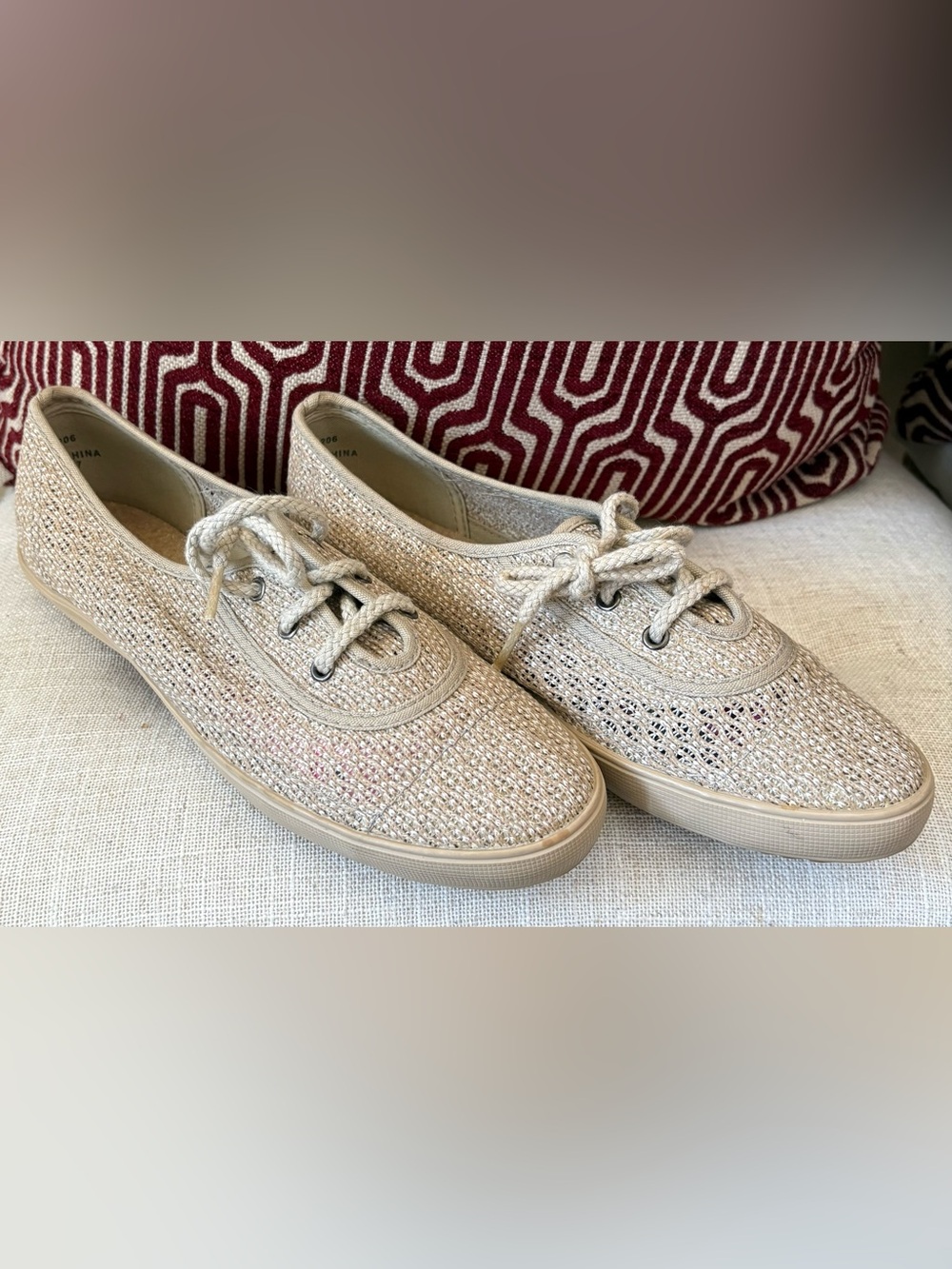 Grasshoppers Women’s Woven Lace-Up Sneakers - Natural